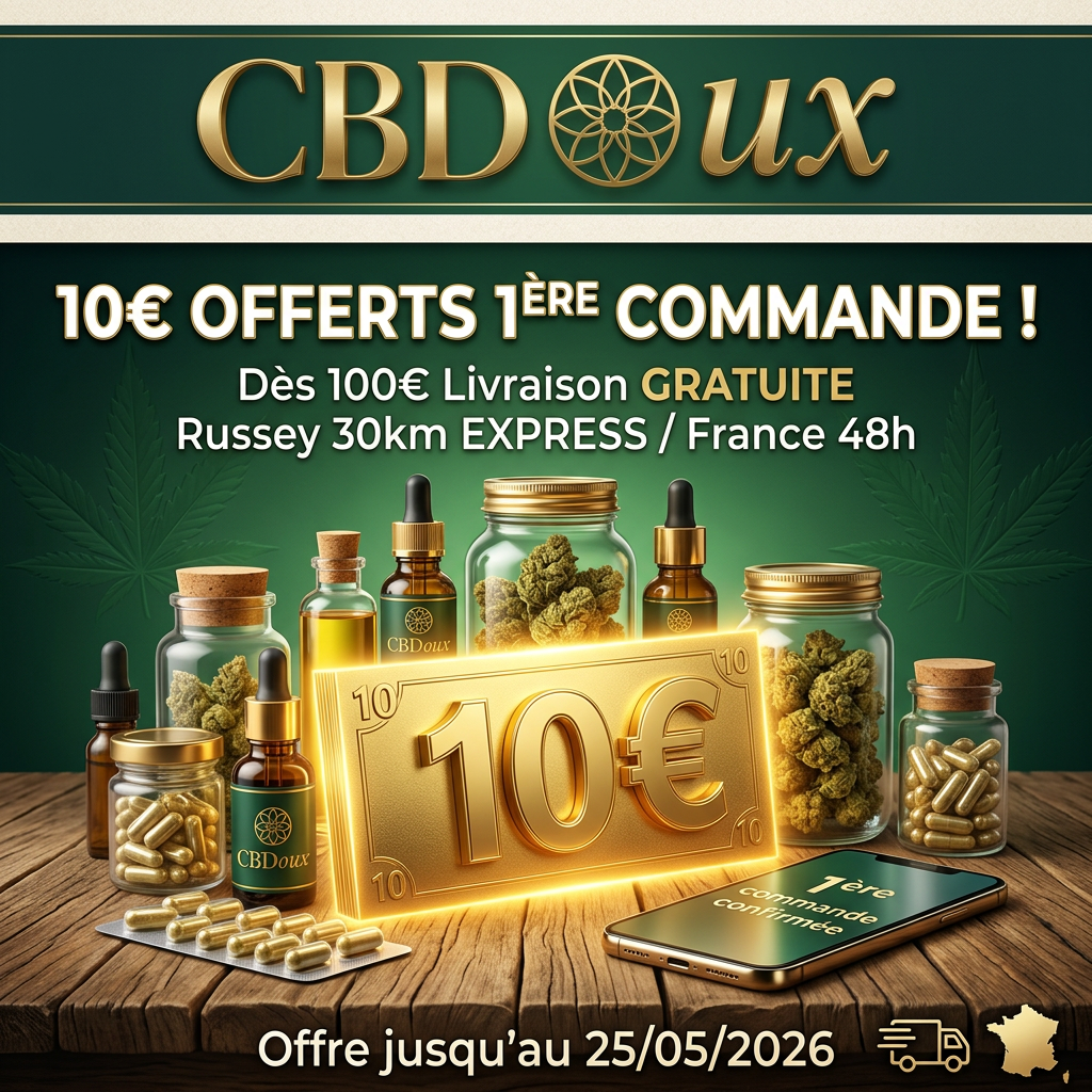 10 € offerts sur votre première commande CBDoux